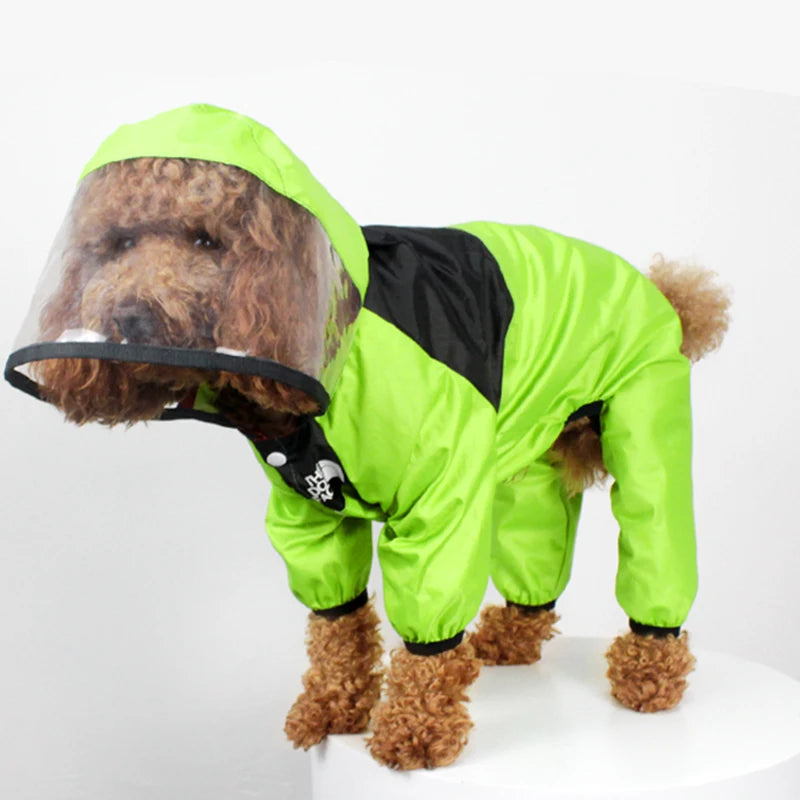 Waterproof Dog Raincoat Jacket – The Dog Face Pet Jumpsuit | Lightweight, Water-Resistant Pet Clothes for Small & Large Dogs (XS-4XL)