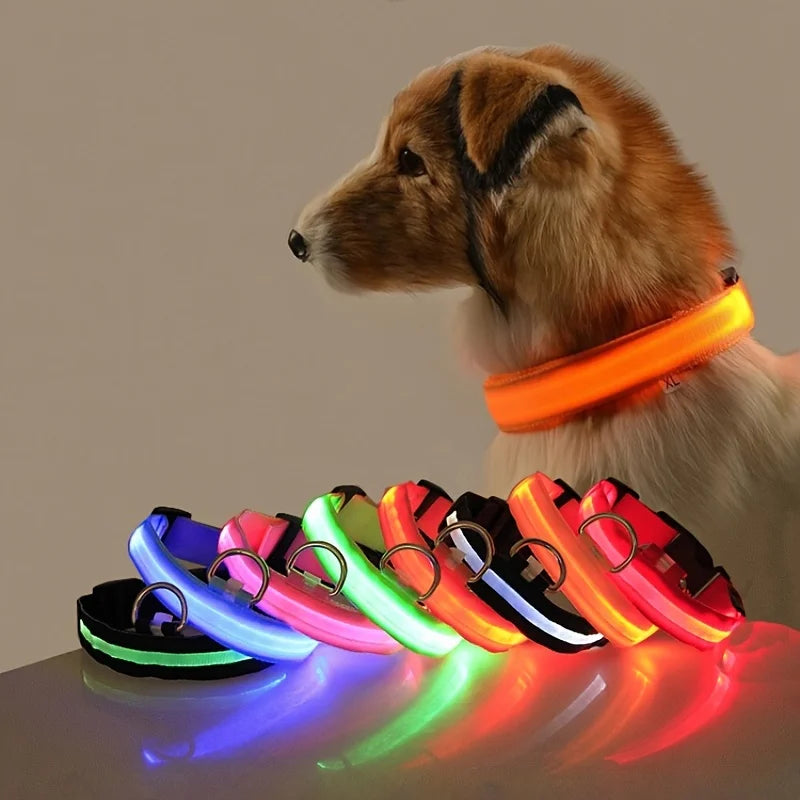 LED Glow Dog Leash & Luminous Collar – Night Safety Flashing Pet Leash for Dogs | Reflective Fluorescent Dog Walking Gear