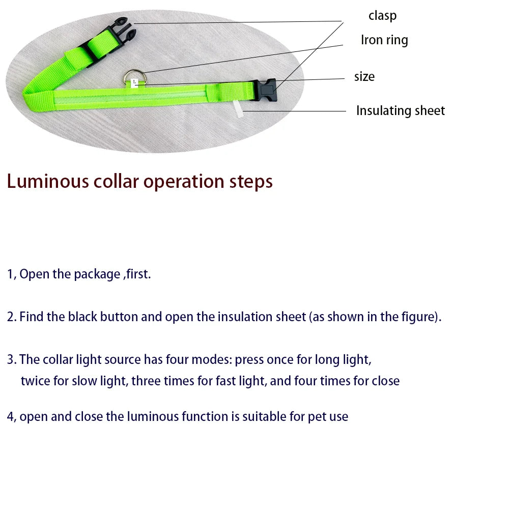 LED Glow Dog Leash & Luminous Collar – Night Safety Flashing Pet Leash for Dogs | Reflective Fluorescent Dog Walking Gear