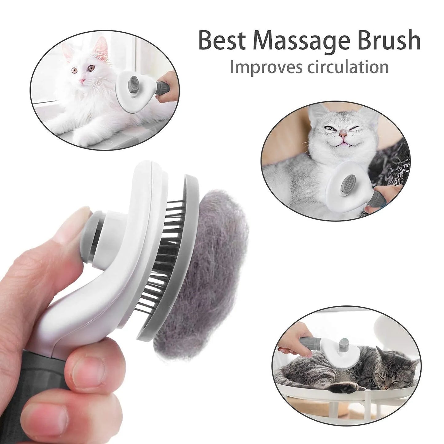 Self-Cleaning Pet Grooming Brush – Dog & Cat Hair Remover Comb | Deshedding & Dematting Tool for Dogs, Cats, Puppies & Kittens