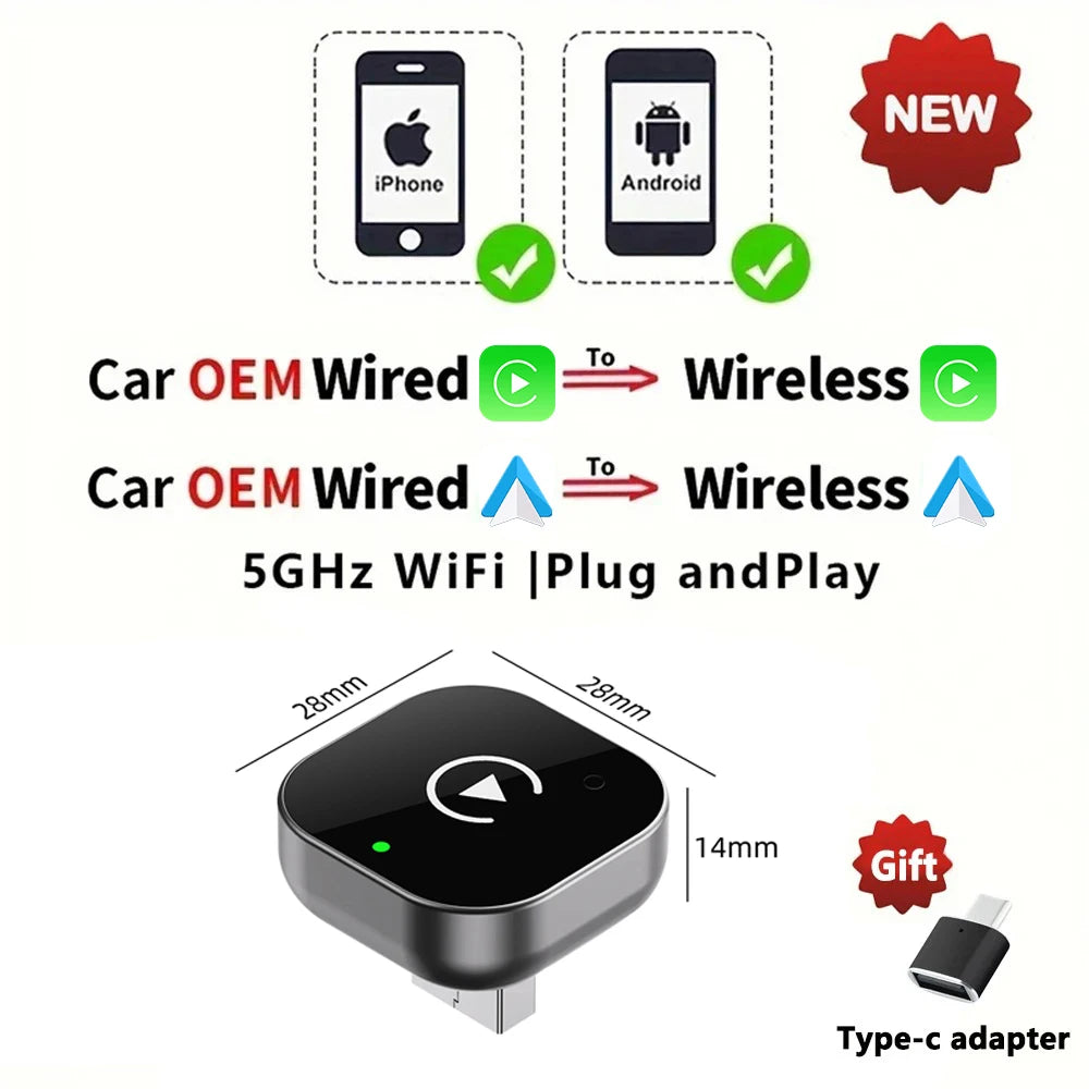 2In1 Carplay Dongle Android Auto Adapter Wired to Wireless Smart Box Car Accessories Intelligent System High Quality Luxury