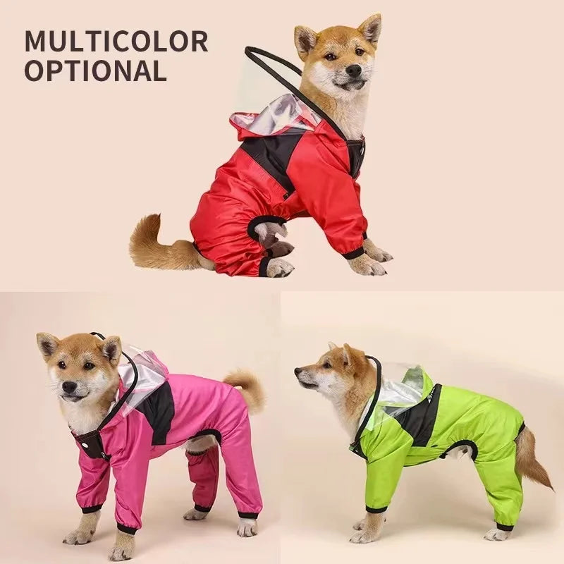 Waterproof Dog Raincoat Jacket – The Dog Face Pet Jumpsuit | Lightweight, Water-Resistant Pet Clothes for Small & Large Dogs (XS-4XL)
